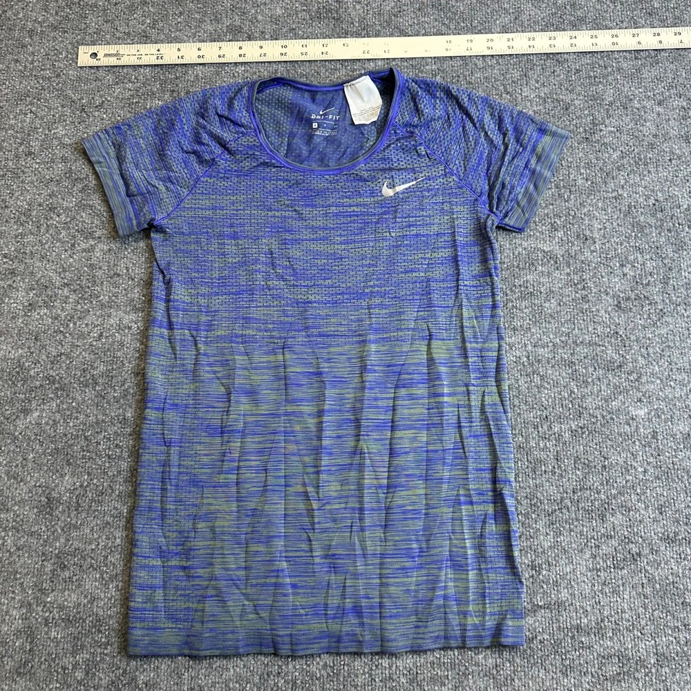 Nike Shirt Womens Size S Blue Green Dri-Fit Space Dye Athletic Running Training
